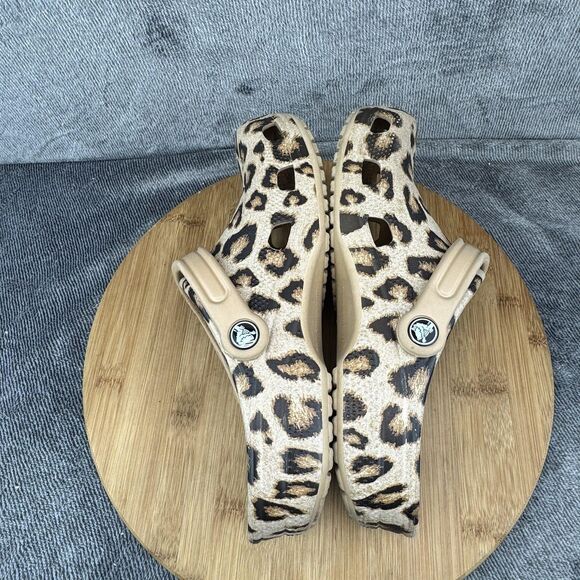 Crocs Classic Clog Shoes Womens 9 Womens 7 Leopard Print Tan Slip On Comfort - Picture 7 of 10